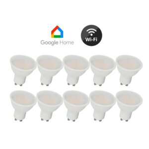 10 stk. GU10 5W Wifi LED pære - Spot, Tuya/Smart Life, virker med Google Home