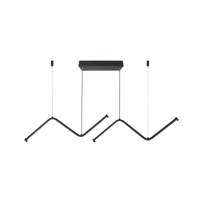 100cm 12W LED pendel - Double zig-zag design, 4000K, sort finish