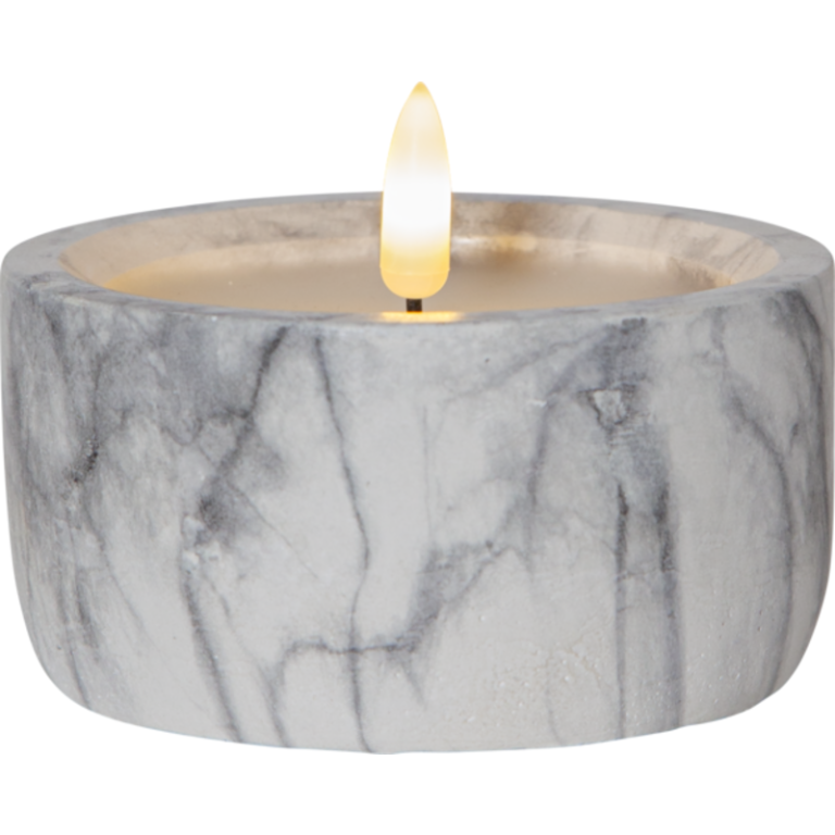 12 stk Star Trading Flamme Marble LED bloklys, batteri