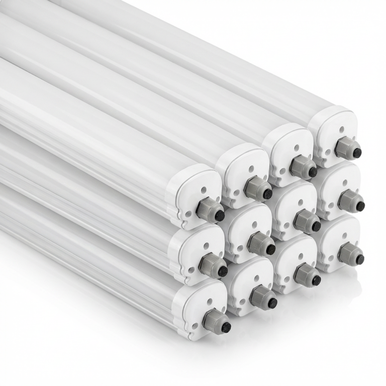 12 stk. V-Tac vandtæt 48W komplet LED armatur - 150 cm, 120lm/W, IP65, gennemfortrådet 230V