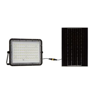 120W Solcelle LED projektør med panel - 1200lm, IP65, inkl. fjernbetjening, sort, udendørs