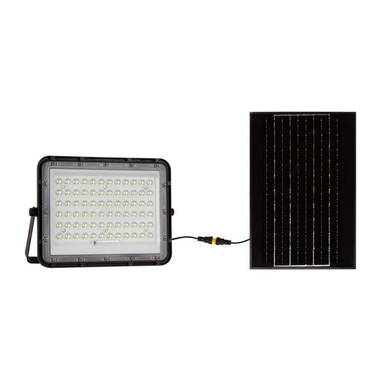 V-Tac 120W Solcelle LED Projektør med Panel 1200lm IP65 Sort Udendørs
