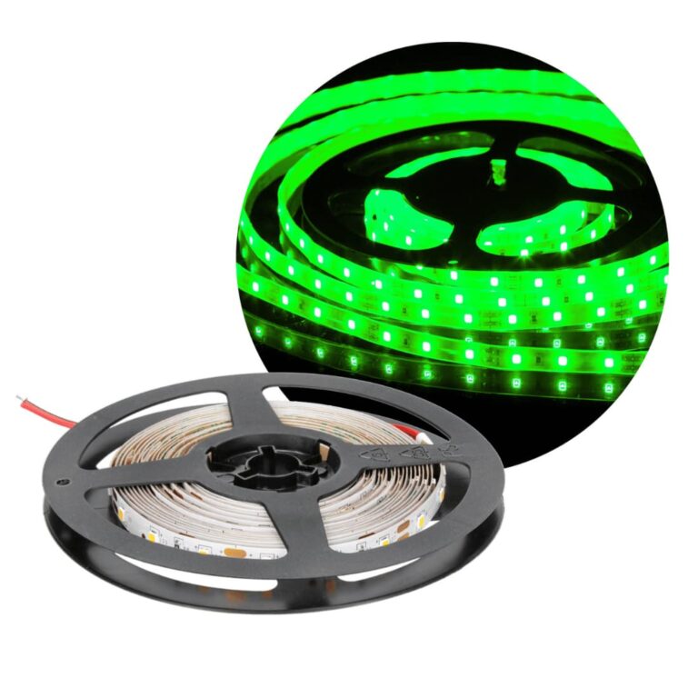 12V LED Strip - 5m - Grøn Farve - 8 mm - 300 Dioder - Dæmpbar - IP65 - Udendørs