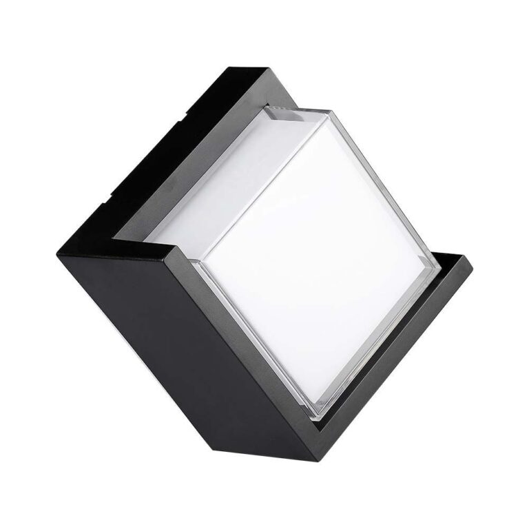 12W LED Væglampe - 3000K, Sort, Kvadratisk