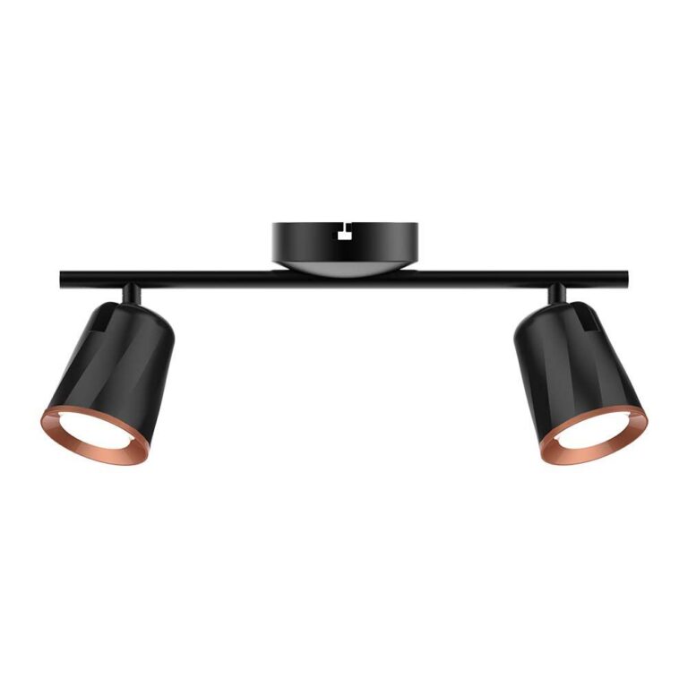 12W dobbelt LED væglampe, sort - 1080lm, 4000K, IP20, justerbare hoveder