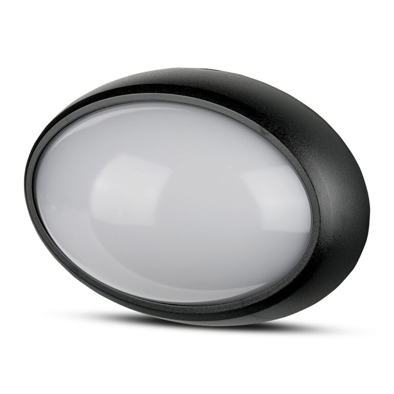 12W oval LED loft/væglampe - IP54, sort, 3000K, 24,2 x 16,5 cm