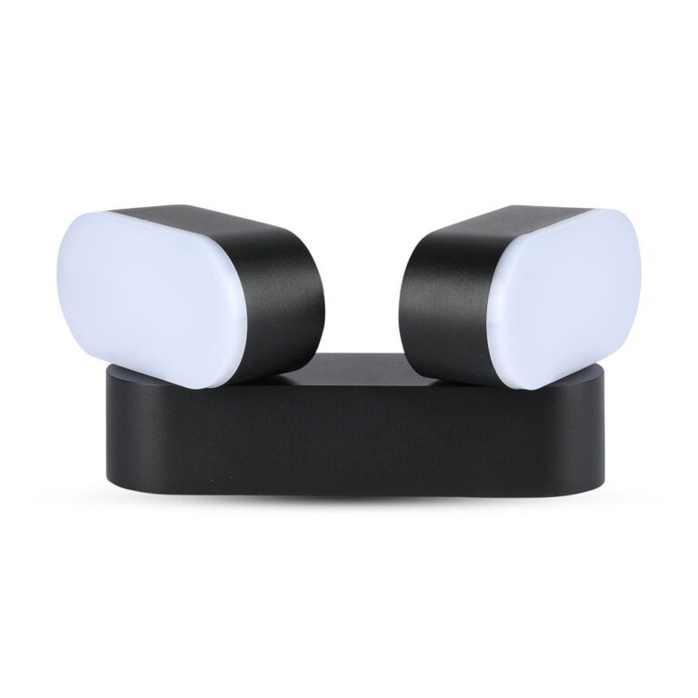 12W roterbar LED væglampe med 2 hoveder - IP65, sort, 1320lm, 3000K, inkl. lyskilde