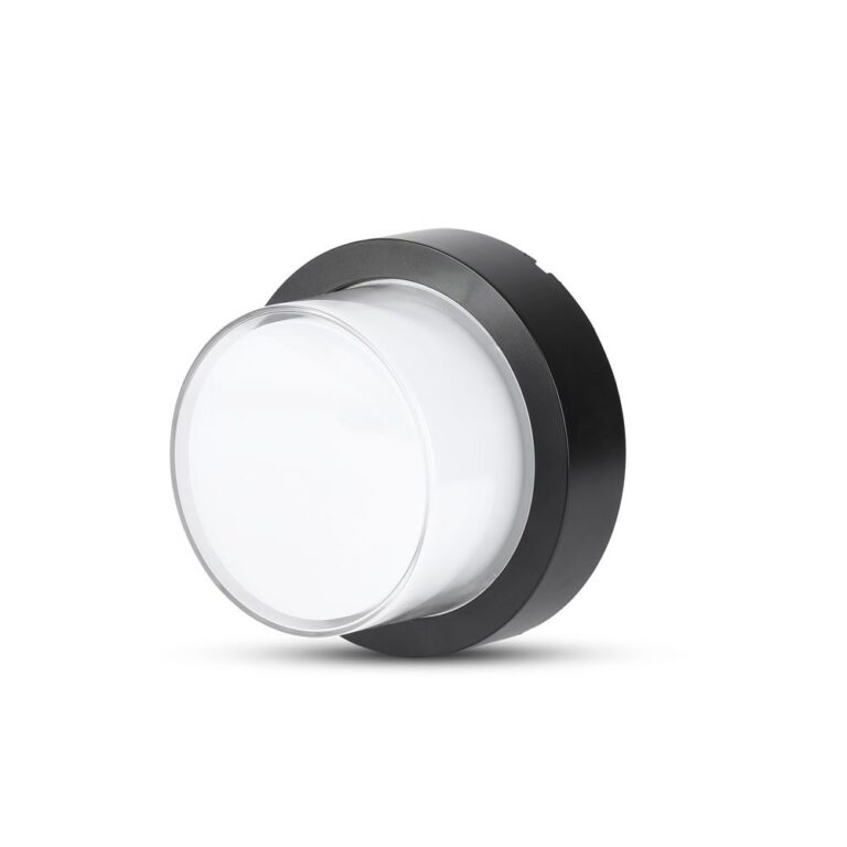 12W rund LED væglampe - IP65, sort, 3000K, inkl. lyskilde