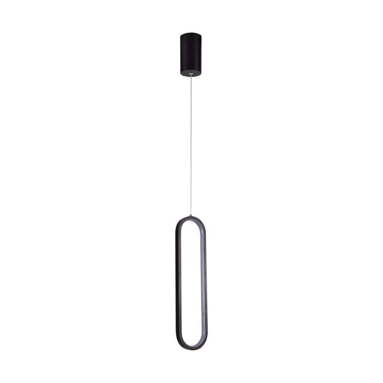 13W oval LED pendel, 40cm - Sort, moderne design, IP20 indendørs