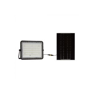 15W Solcelle projektør LED - IP65, Sort, inkl. solcelle, fjernbetjening, indbygget batteri