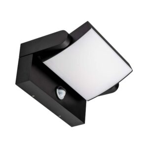 17W LED Væglampe - med Sensor, 4000K, Sort Hus, IP65