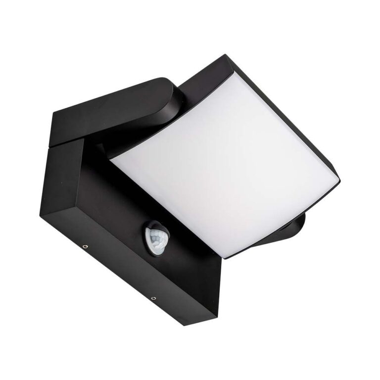 17W LED Væglampe - med Sensor, 4000K, Sort Hus, IP65