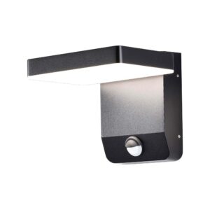 17W LED væglampe - med sensor, 4000K, sort hus, firkantet, IP65