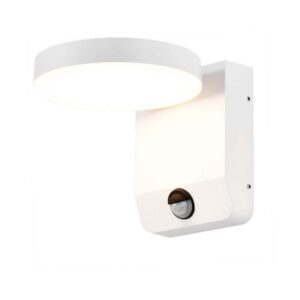 17W LED væglampe med sensor, rund - IP65, hvid, PIR bevægelsessensor, 2480lm, udendørs/indendørs