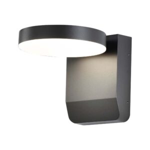 17W Væglampe - LED, 3000K, Sort hus, Rund, IP65