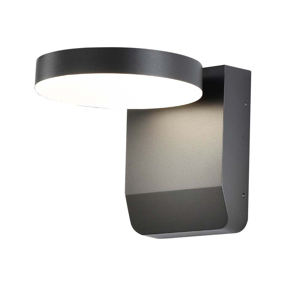 17W Væglampe - LED, 3000K, Sort hus, Rund, IP65