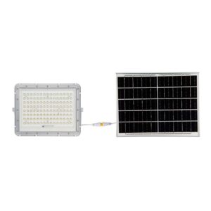 180W LED solcelle projektør, 4000K - Inkl. 20W solcellepanel, IP65, fjernbetjening, hvid