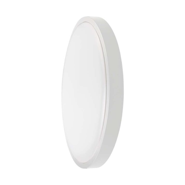 18W LED sensorlampe med Samsung chip - Ø29,5cm, IP44, 3000K, hvid kant, 1800lm, 5 års garanti