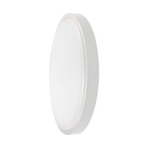 18W LED udendørs væg/loftlampe - Ø22,5cm, IP44, hvid kant, 3000K, rund