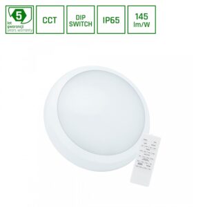 18W/24W Nymphea City Pro 2 CCT LED loftlampe - 3500lm, IP65, IK08, indbygget sensor, fjernbetjening, 5 års garanti