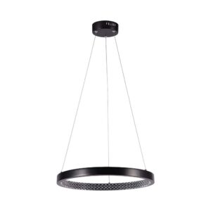 19W LED pendel med krystal akryl, Ø40cm - Sort, 3000K, 2160lm, IP20 indendørs