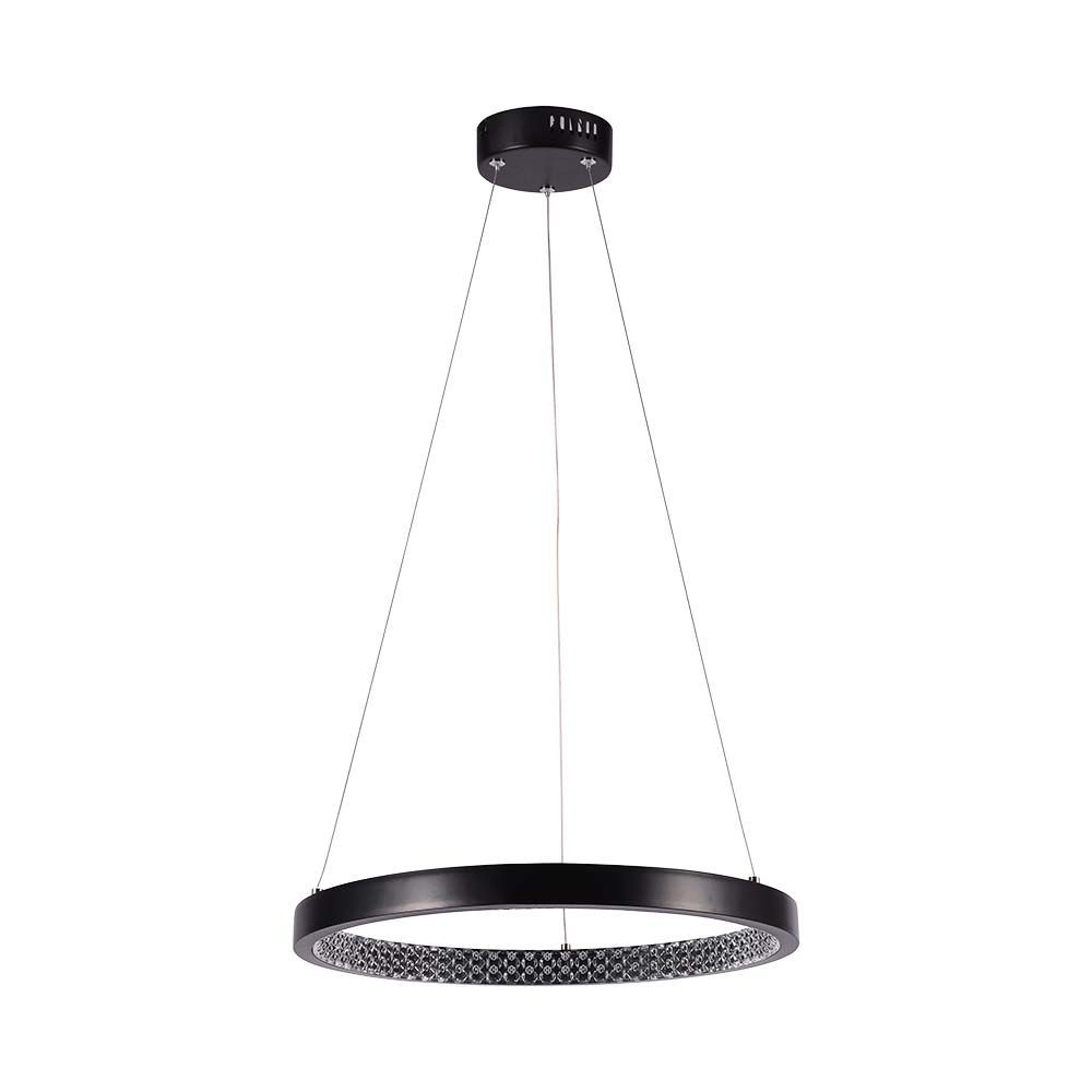 19W LED pendel med krystal akryl, Ø40cm - Sort, 3000K, 2160lm, IP20 indendørs