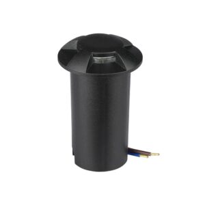 1W LED nedgravningsspot, 12V - IP67, 4-vejs lys, sort, 3000K, hul: Ø4,3 cm