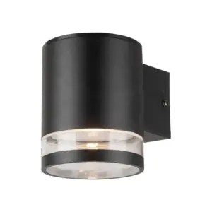 1W Solcelle væglampe LED - IP54, Sort, med sensor