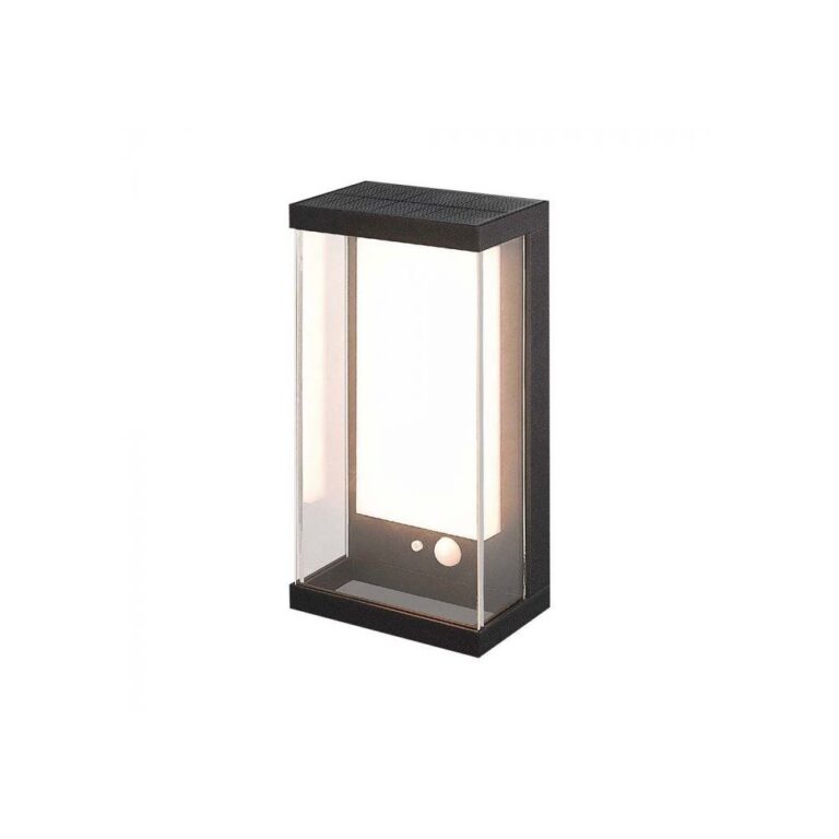 1W Solcelle væglampe LED - IP54, sort, sensor