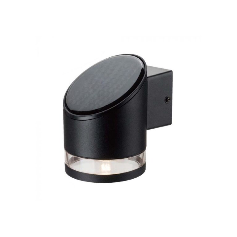 1W Væglampe LED - IP54, rund, sort, solcelle