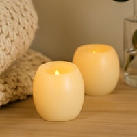 2-pak LED kugle stearinlys med flammeeffekt - Ø5 cm, 6 cm høj, lavet af ægte stearin