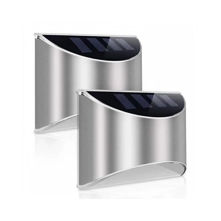 2 stk. MIVO Solcelle væglampe LED - Sølv, Flot væg-effekt, udendørs