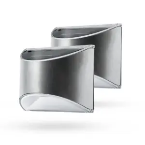 2 stk. Solcelle væglampe LED - Sølv, Flot væg-effekt, udendørs