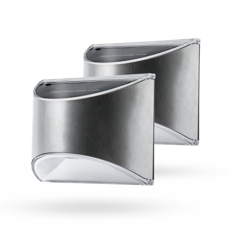 2 stk. Solcelle væglampe LED - Sølv, Flot væg-effekt, udendørs