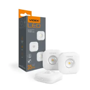 2 stk. genopladelige LED natlys med sensor, 0,5W - PIR bevægelsessensor, 3 lyskulører, USB-C, magnetisk montering, indendørs