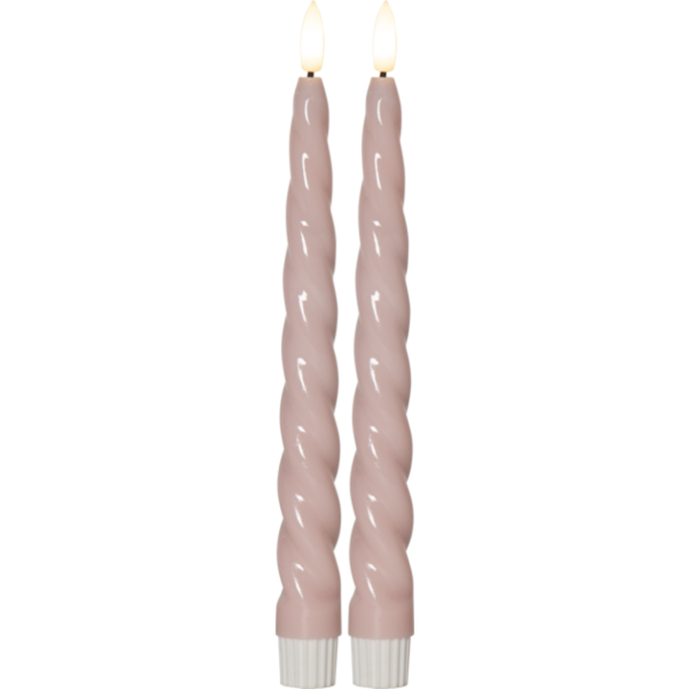 20 stk Star Trading Flamme Shine Swirl LED kronelys, batteri, lyserød
