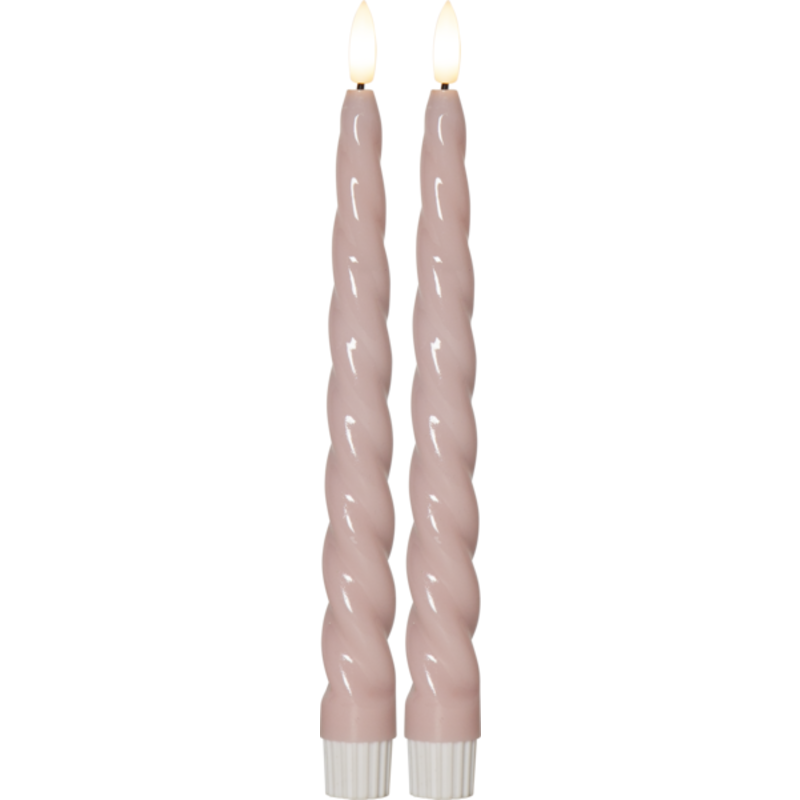 20 stk Star Trading Flamme Shine Swirl LED kronelys, batteri, lyserød