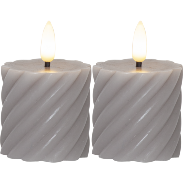 20 stk Star Trading Flamme Swirl LED bloklys, batteri, grå