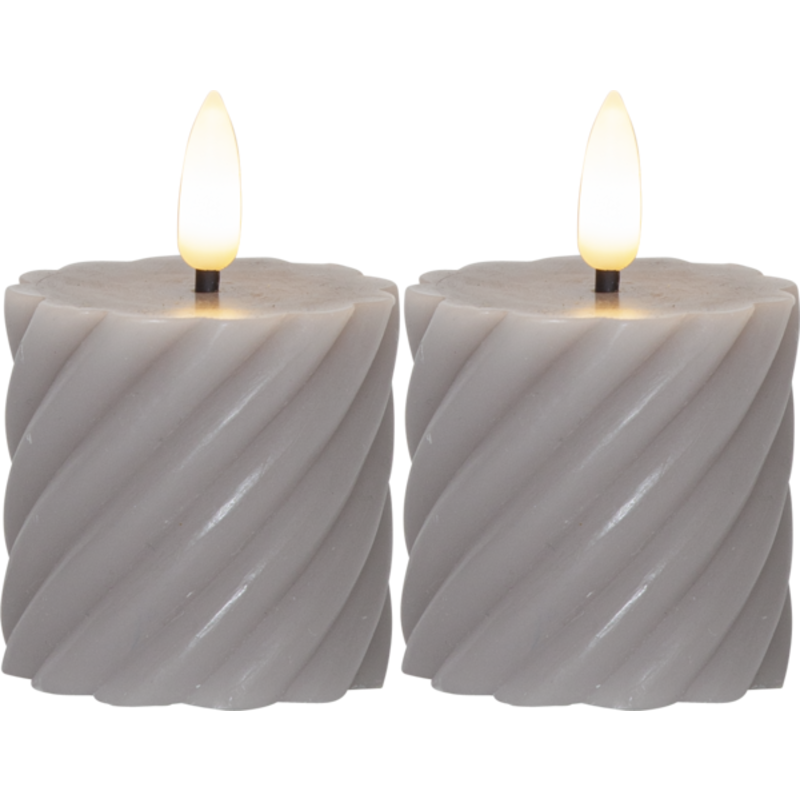 20 stk Star Trading Flamme Swirl LED bloklys, batteri, grå