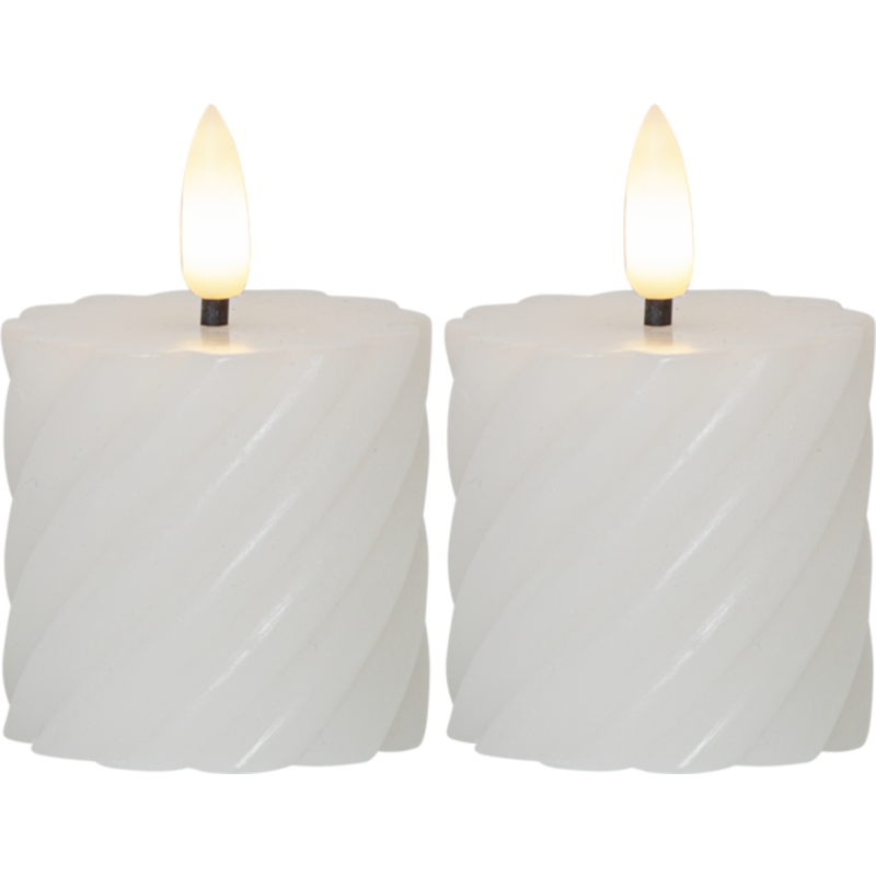 20 stk Star Trading Flamme Swirl LED bloklys, batteri, hvid