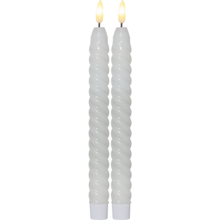 20 stk Star Trading Flamme Swirl LED kronelys, batteri, hvid