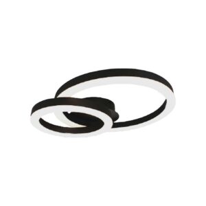 20W LED designer loftlampe - To overlappende ringe, Ø45cm, sort, 3000K, 105lm/W