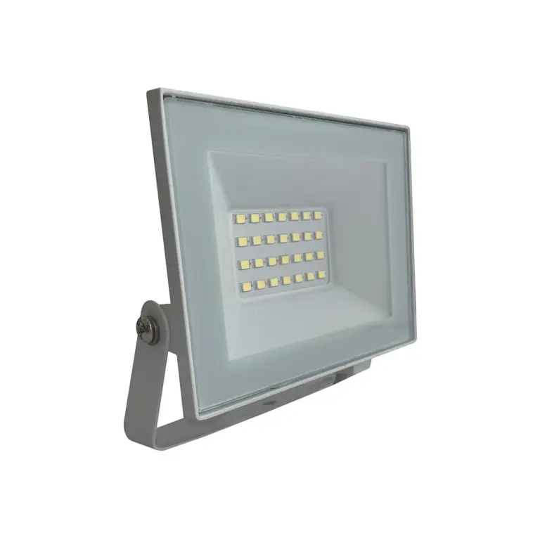 20W LED projektør - IP65, hvidt hus, 6500K, udendørs