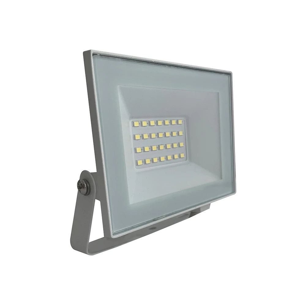 20W LED projektør - IP65, hvidt hus, 6500K, udendørs