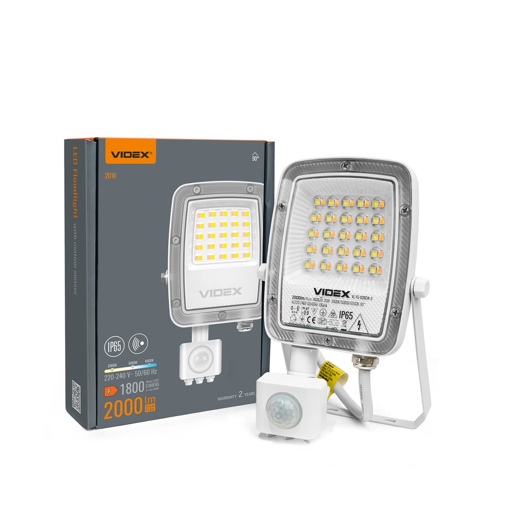 20W LED projektør med sensor - PIR, CCT