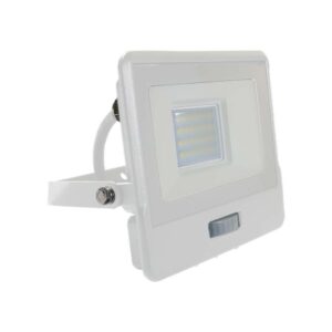 20W LED projektør med sensor, Samsung LED chip - 4000K, hvid, IP65, PIR sensor, udendørs