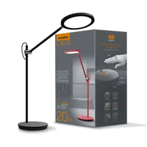 20W LED skrivebordslampe, sort - Dæmpbar, 1450lm, 4100K, UGR19, timer, touch sensor