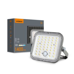20W LED solcelle projektør med sensor - 1400lm, IP65, 5000K, grå, udendørs