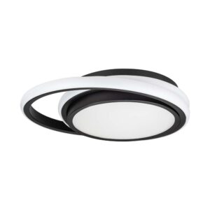 24W LED designer loftlampe - Ø31cm, 4000K, sort, dobbelt cirkel design, IP20
