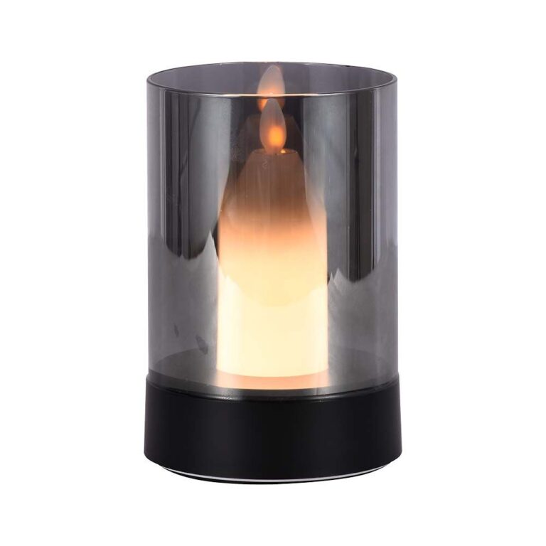 2W LED genopladelig bordlampe, bevægelses dæmper - Sort/røgfarvet, 3000K, 360 grader, elegant design